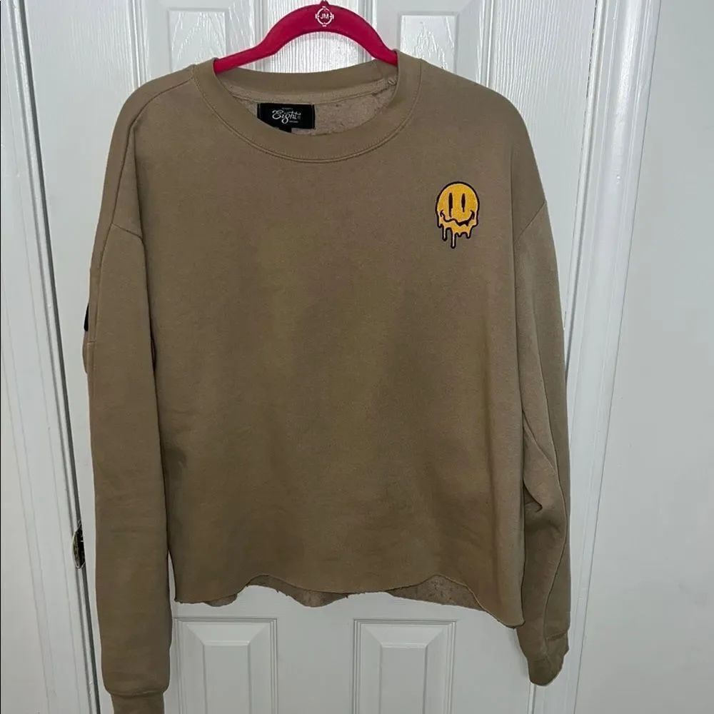 Sweatshirt with Yellow Smiley Patch